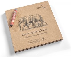 SMLT schetsboek vierkant 14 cm bruin 135gr 32 vel duurzaam papier.