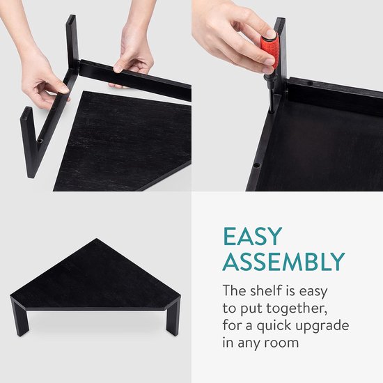 Navaris Bamboe Hoektafeltje - Handige Opbergplank Voor Kleine Hoeken - 30x30x15 Cm