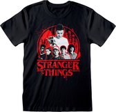 T-Shirt met Korte Mouwen Stranger Things Circle Logo Zwart Uniseks - XXL