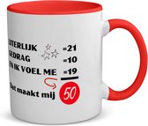 Akyol - 50 jaar sarah en abraham cadeau koffie mok - koffiemok - theemok - Hoera 50 jaar - 50 jaar cadeau - rood - mok met opdruk - verjaardagsmok - grappige tekst mok - jarig - koffiemok - verjaardagsmok - grappige tekst mok - - 350 ML inhoud
