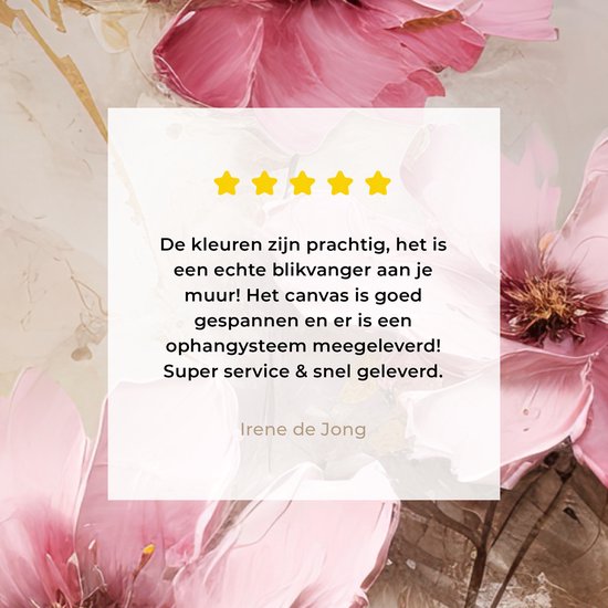 Kwart schilderij met roze bloemen en 4 sterren review.