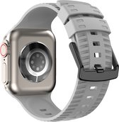 Siliconen bandje - geschikt voor Apple Watch Series 1/2/3/4/5/6/7/8/9/SE/SE 2 met case size 38 mm / 40 mm / 41 mm - grijs