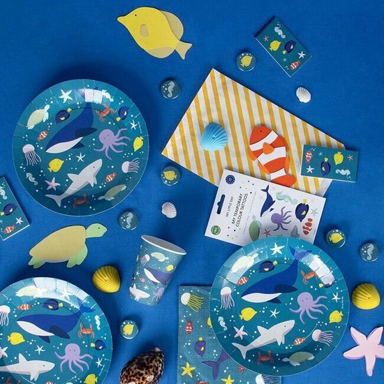 Papieren Bordjes Oceaan 8st Whale Walvis 22cm Gebaksbordje papieren-bordjes-oceaan-8st-whale-walvis-22cm-gebaksbordje