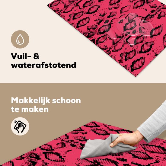 KitchenYeah® Inductie beschermer 81x52 cm - Slangenprint - Dieren - Roze - Kookplaataccessoires - Afdekplaat voor kookplaat - Inductiebeschermer - Inductiemat - Inductieplaat mat