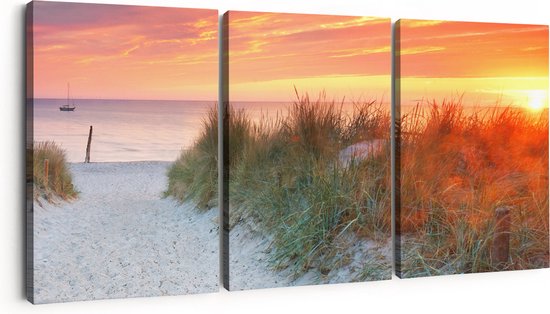 Artaza Canvas Schilderij Strand En Duinen Bij Zonsondergang - Foto Op Canvas - Canvas Print