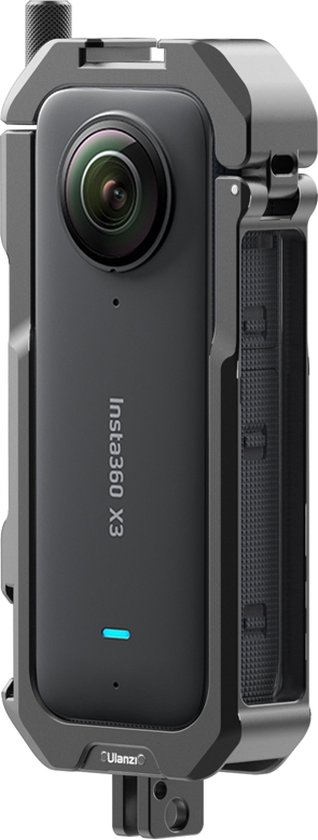 Zwarte metalen cage met bescherming voor de Insta360 X3.