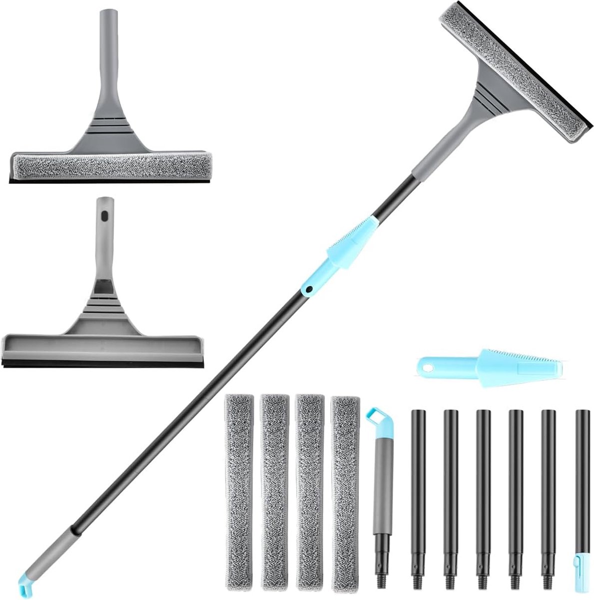 ShopGlobe Ramenwasser Telescopisch Ramenwasser Met Steel Ramenwisser Met Telescoopsteel Grijs