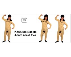 3x Kostuum naakte man Adam zoekt Eva- mt.M/L - Carnaval thema feest party fun festival