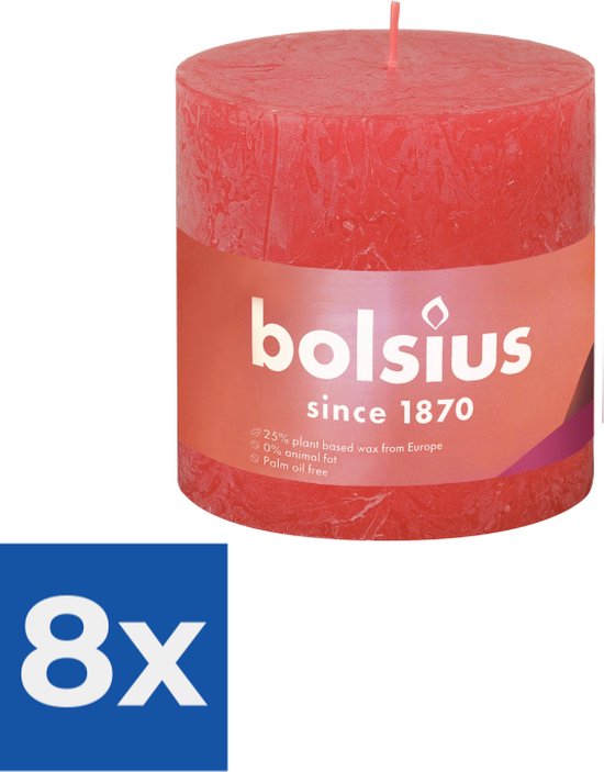 Bolsius Stompkaars Blossom Pink Ø100 mm - Hoogte 10 cm - Roze - 62 branduren - Voordeelverpakking 8 stuks