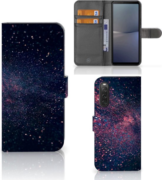 Portefeuille Sony Xperia 10 V Etuis Portefeuille Compatible avec Cuir Flip Cover Fermeture magnétique pour Étoiles