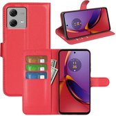Motorola Moto G84 Hoesje - MobyDefend Kunstleren Wallet Book Case (Sluiting Voorkant) - Rood - GSM Hoesje - Telefoonhoesje Geschikt Voor Motorola Moto G84