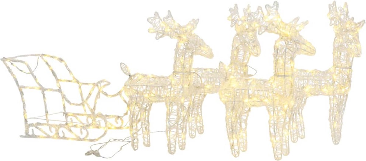 Kerstdecoratie rendieren en slee van acryl - 280x28x55 cm - vidaXL.