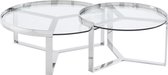 Maison Céphy In elkaar schuivende salontafels in gehard glas en roestvrij staal - Transparant en verchroomd - ZERILA L 90 cm x H 35 cm x D 90 cm