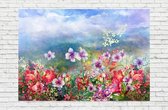 Peinture sur toile Champ de fleurs colorées