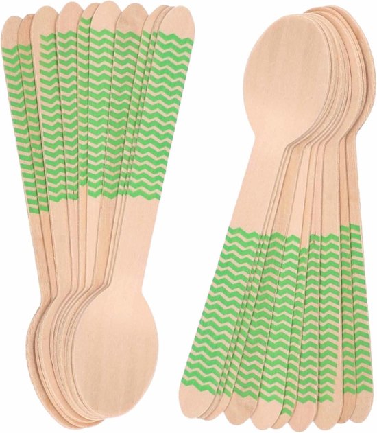 GREENBOX Milieuvriendelijke wegwerpplepels, hout, houten bestek, soeplepel, houten lepel, wegwerpbestek, biologisch afbreekbaar en composteerbaar bestek, 100 x wegwerplepel, 14 cm
