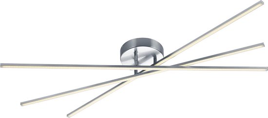 LED Plafondlamp - Plafondverlichting - Trion Tiraki - 24W - Warm Wit 3000K - Dimbaar - Rechthoek - Mat Nikkel - Aluminium