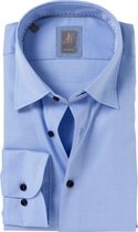 Jacques Britt overhemd - Messina custom fit - twill - lichtblauw (contrast) - Strijkvriendelijk - Boordmaat: 42