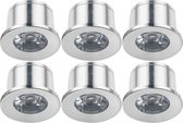 LED Veranda Spot Verlichting 6 Pack - 1W - Natuurlijk Wit 4000K - Inbouw - Dimbaar - Rond - Mat Zilver - Aluminium - Ø31mm - BSE