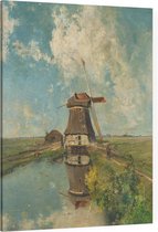 Een molen aan een poldervaart, Paul Gabriël - Foto op Canvas - 75 x 100 cm