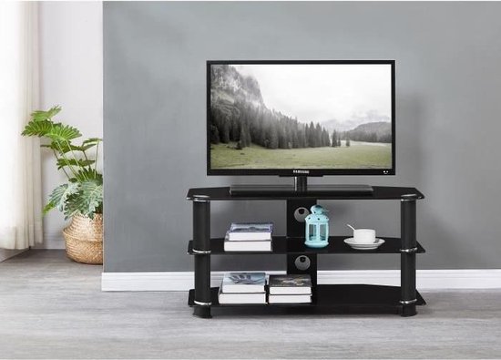 NATHAN TV-meubel van gehard glas Zwart - B 90 x D 40 x H 45 cm | bol.com