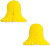 2x Gele decoratie klokken/kerstklokken lampionnen 20 cm - feestversiering/kerstversiering