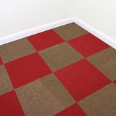 40 x Tapijttegels - Kleur: Zandkleur en rood - 50x50cm 10m2 - Vloerbedekking - Tapijt tegels tegel - Makkelijk te leggen - Ideaal voor kantoren woningen werkplaatsen