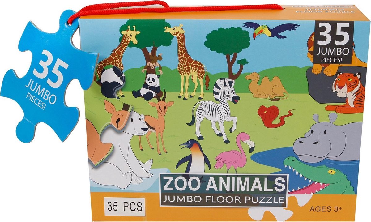 Jumbo Vloerpuzzel Zoo Animals 60 X 44 Cm Karton 35 Stukjes