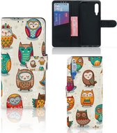 Bookcover Case Xiaomi Mi 9 Telefoonhoesje Vrolijke Uilen
