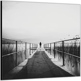 Dibond –Brug Zwart - Wit-50x50 Foto op Aluminium (met ophang)