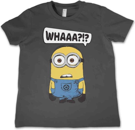 Minions Kinder Tshirt -Kids tm 12 jaar- Whaaa?!? Grijs