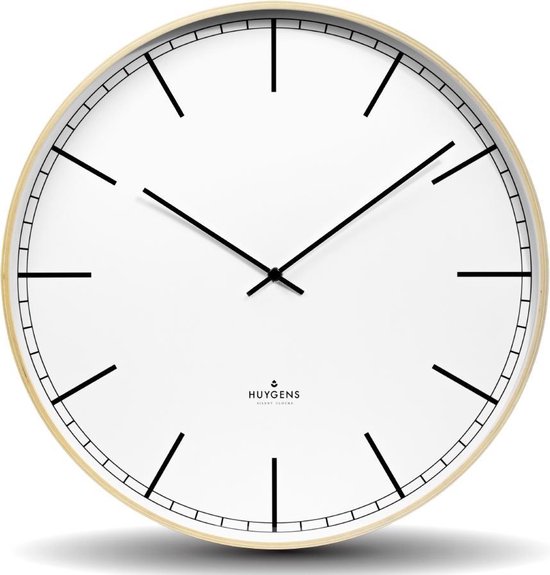 Huygens - Wood 45 Index - Wit - Wandklok - Stil - Quartz uurwerk