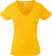 Fruit Of The Loom Dames Vrouwen-Fit Valuegewicht V-hals T-shirt met korte mouwen (Zonnebloem)