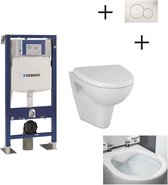 Hangend toiletpakket compleet met frame-ondersteuning GEBERIT UP 320 Duofix vrijstaand + witte plaat + kom zonder flens Fluweel