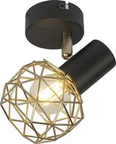 QAZQA mesh - Design Plafondspot | Spotje | Opbouwspot - 1 lichts - L 14 cm - Goud/messing -  Woonkamer | Slaapkamer | Keuken