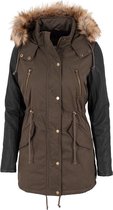 Urban Classics Parka jas -M- Leather Imitation Sleeve Bruin/Groen