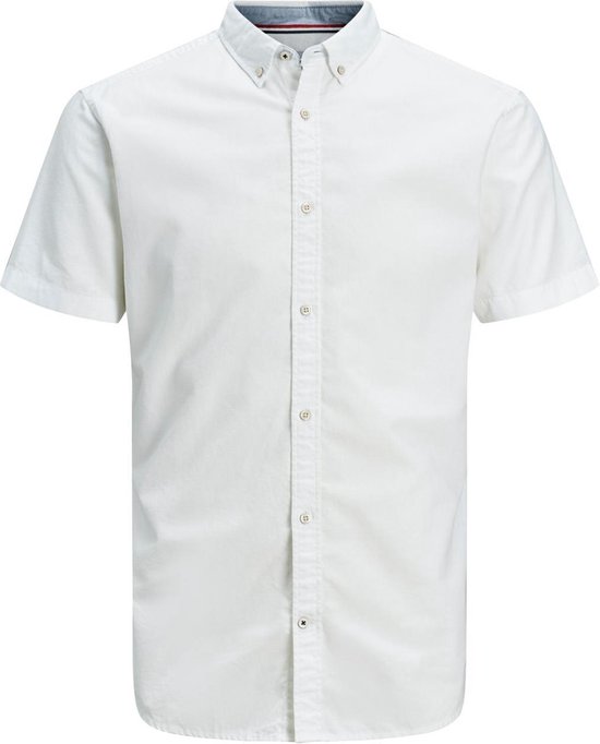 Jack and Jones Heren Overhemd Korte Mouw Wit Button-Down Slim Fit - L |  bol.com