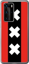 Huawei P40 Pro Hoesje Transparant TPU Case - Amsterdamse vlag #ffffff