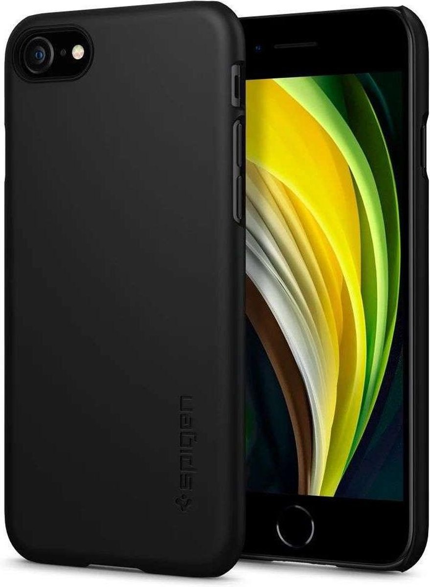 Geschikt voor Spigen Hoesje Apple iPhone SE (2020) - Thin Fit Case - Zwart