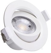 LED Spot - Inbouwspot - Aigi Nilona - 7W - Warm Wit 3000K - Rond - Kantelbaar - Mat Wit - Aluminium - BES LED