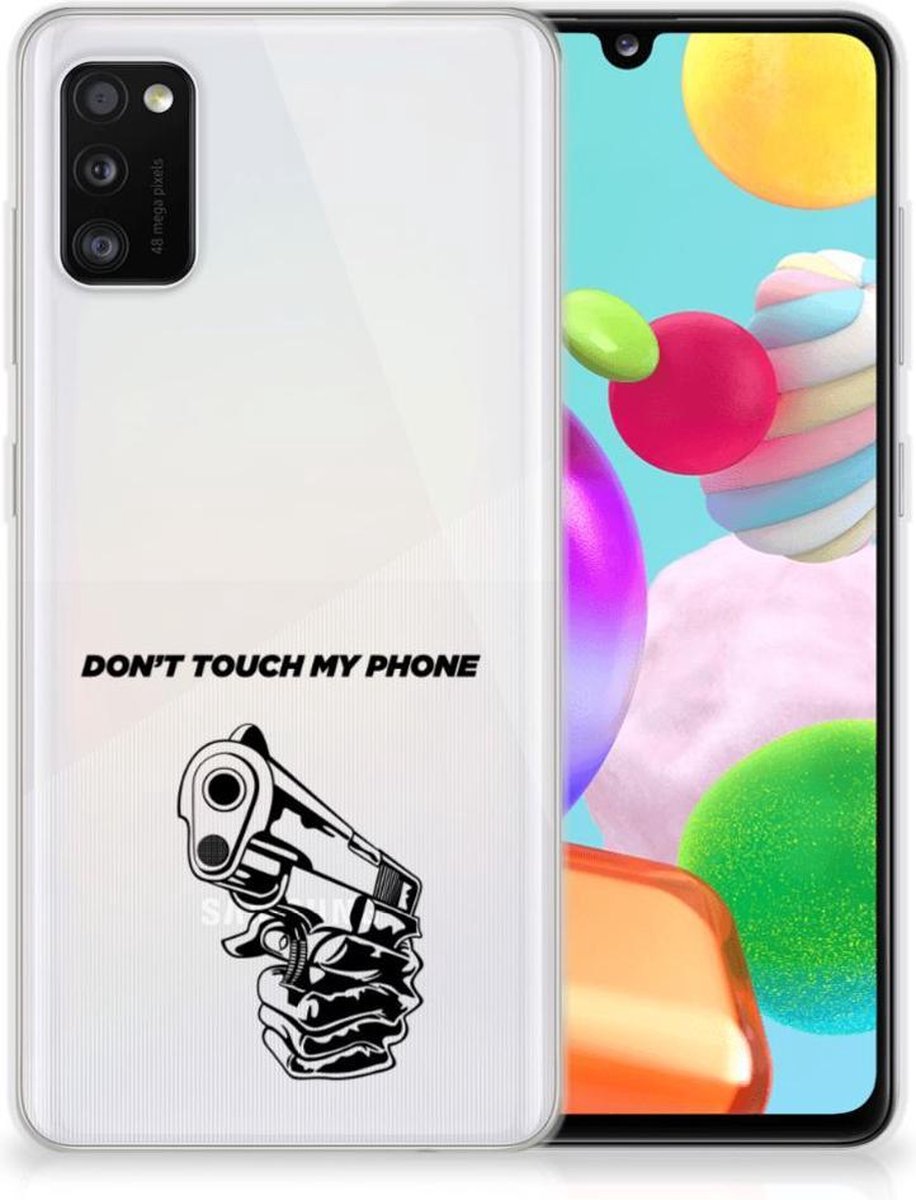 Samsung Galaxy A41 Silicone-hoesje Gun Don't Touch My Phone