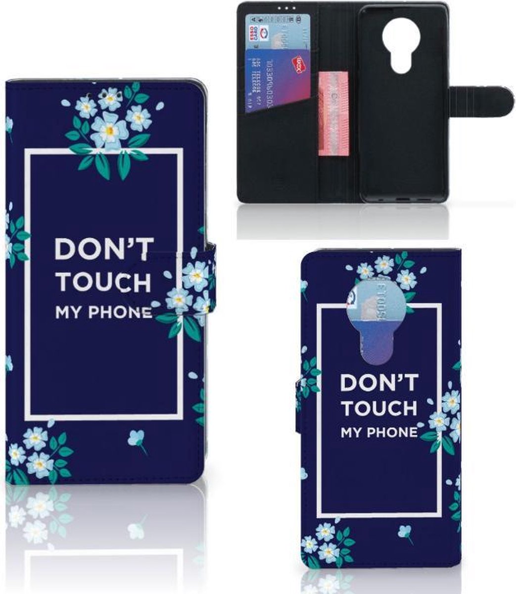 Boekhoesje voor Nokia 5.3 Portemonnee Hoesje Flowers Blue DTMP