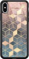 iPhone XS Max hoesje glass - Cubes art | Apple iPhone Xs Max case | Hardcase backcover zwart