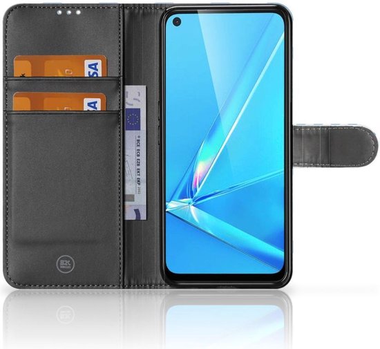 Coque OPPO A72 | OPPO A52 magnétique Cuir PU Protection Etui Housse pour Zigzag Bleu