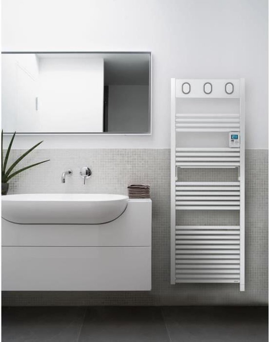 EMKE Elektrische Badkamerradiator 750 X 400 Mm, Handdoekradiator Met Thermostaat Gebogen Handdoekwarmer Voor Stroom Handdoekhouder Verwarmingsstaaf Antraciet 250 W 753401283