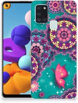 Telefoonhoesje Geschikt voor Samsung Galaxy A21s Back Cover Siliconen Hoesje Cirkels en Vlinders