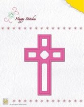 HSD006 Snijmal en borduurmal Nellie Snellen - Happy Stitches cross - mal kruis om te borduren - condeolance - communie