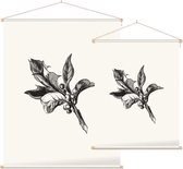 Ilex Opaca zwart-wit (Holly Berries) - Foto op Textielposter - 45 x 60 cm