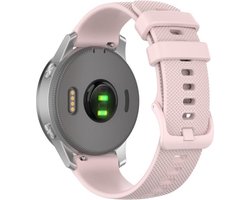 Let op type!! Voor Garmin Vivoactive 4S kleine geruite siliconen band (Rose Pink)