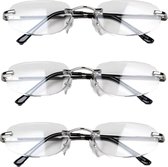 Melleson Eyewear leesbril randloos +1,50 - 3 stuks - incl. pouche