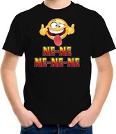 Funny emoticon t-shirt ne-ne-ne-ne-ne zwart voor kids -  Fun / cadeau shirt 110/116